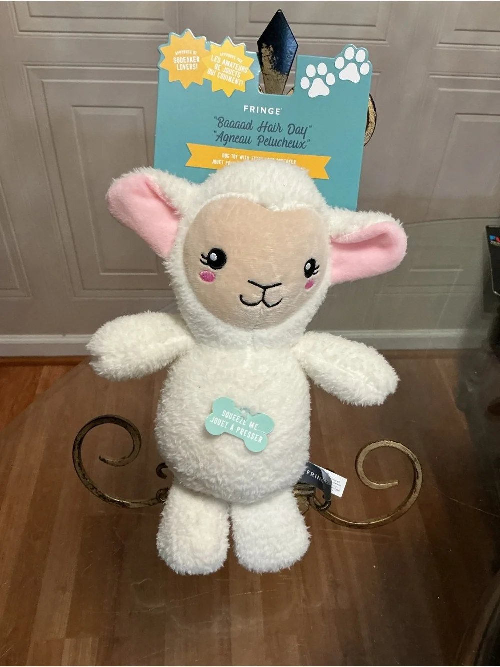 Fringe  Baaaad Hair Day Sheep , Clinker & Squeaky Plush Dog Toy 11” ”